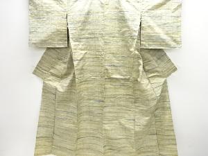 よろけ横段模様織り出し手織り紬単衣着物